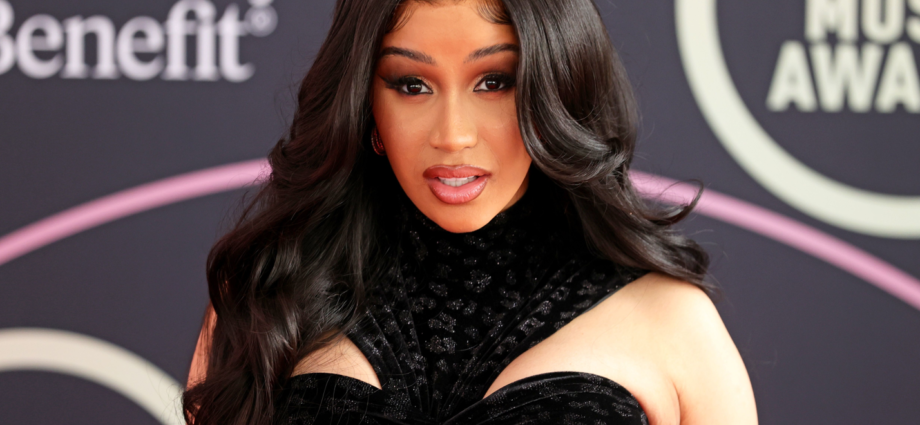 Cardi B at 2021 AMAs in Her Red Carpet Look