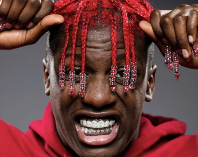 Lil Yachty's portrait with red hair.